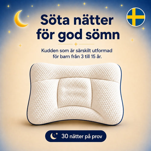 En ergonomisk kudde för barns huvud och nacke