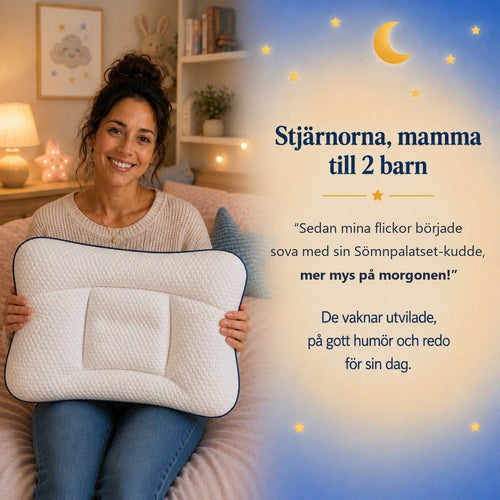 En ergonomisk kudde för barns huvud och nacke
