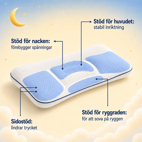 En ergonomisk kudde för barns huvud och nacke